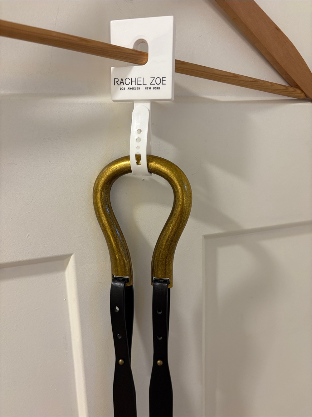 Rachel Zoe Metallic Gold Wall Hooks with Black Straps